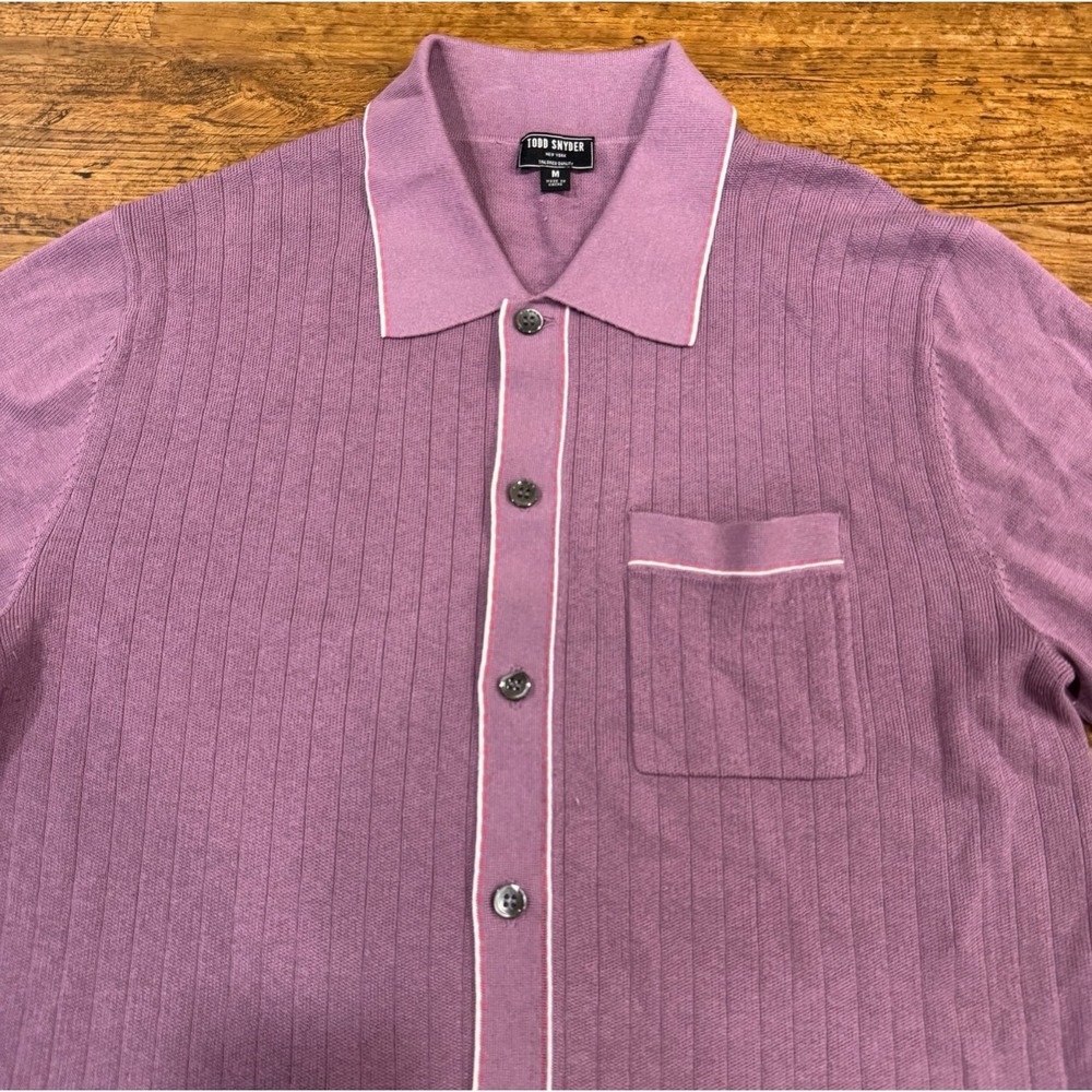 Todd Snyder Purple Silk‎ Cotton Casual Short Sleeve Button Up Polo Shirt Men's M